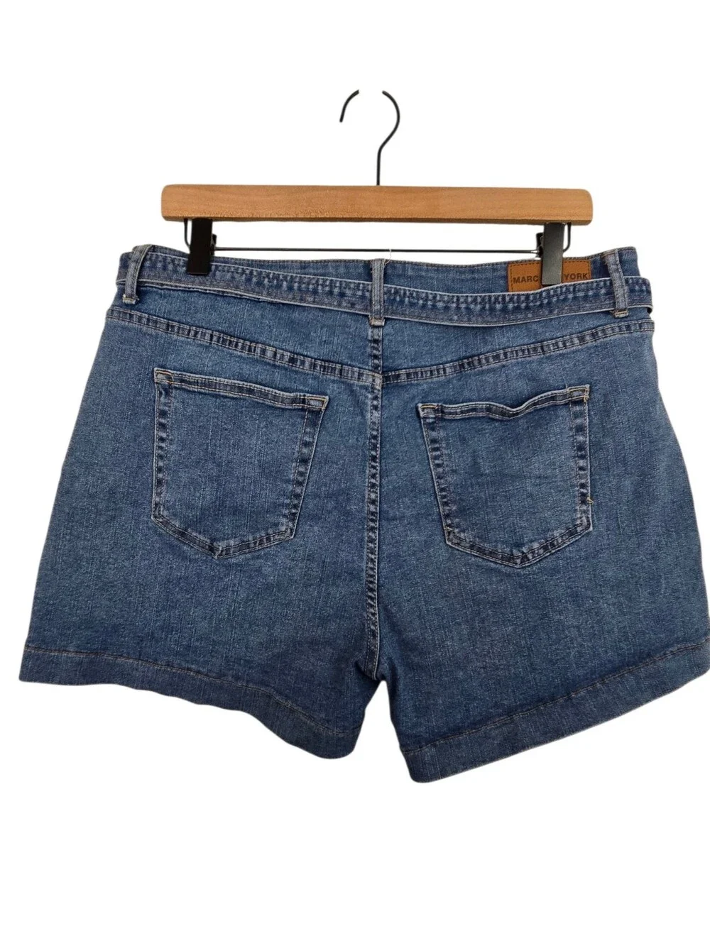 👖 Marc New York Jeans Belted Denim Shorts Size 16 High Rise Classic Blue